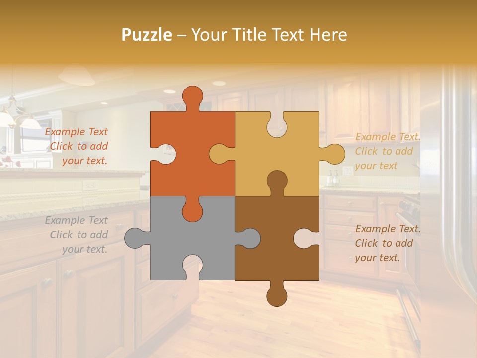 A Kitchen With Wooden Cabinets And A Stainless Steel Dishwasher PowerPoint Template