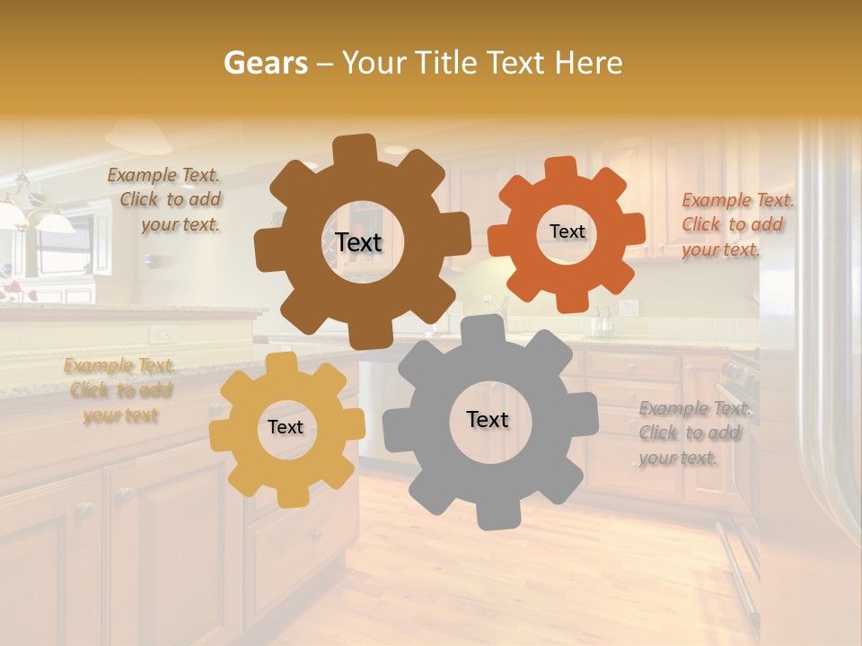 A Kitchen With Wooden Cabinets And A Stainless Steel Dishwasher PowerPoint Template