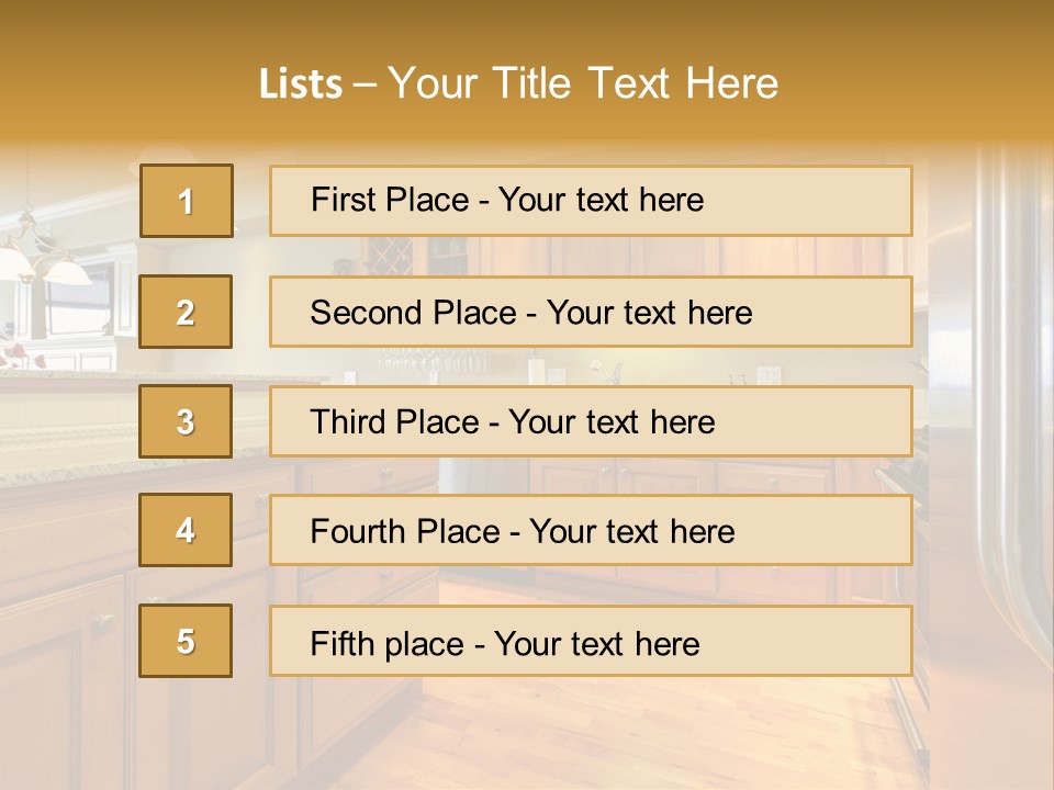A Kitchen With Wooden Cabinets And A Stainless Steel Dishwasher PowerPoint Template