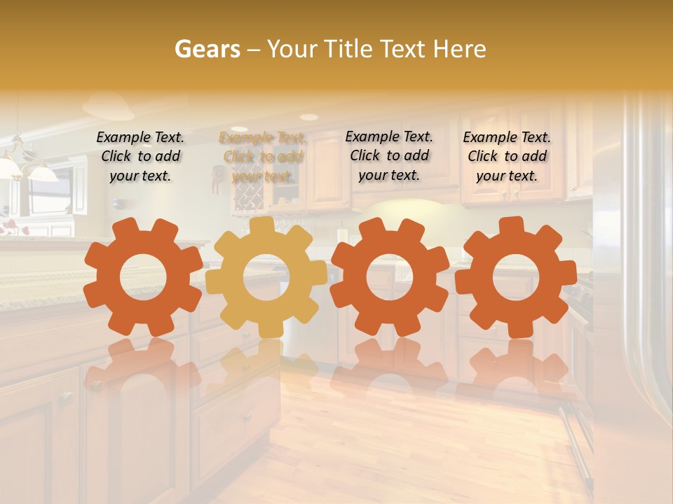 A Kitchen With Wooden Cabinets And A Stainless Steel Dishwasher PowerPoint Template