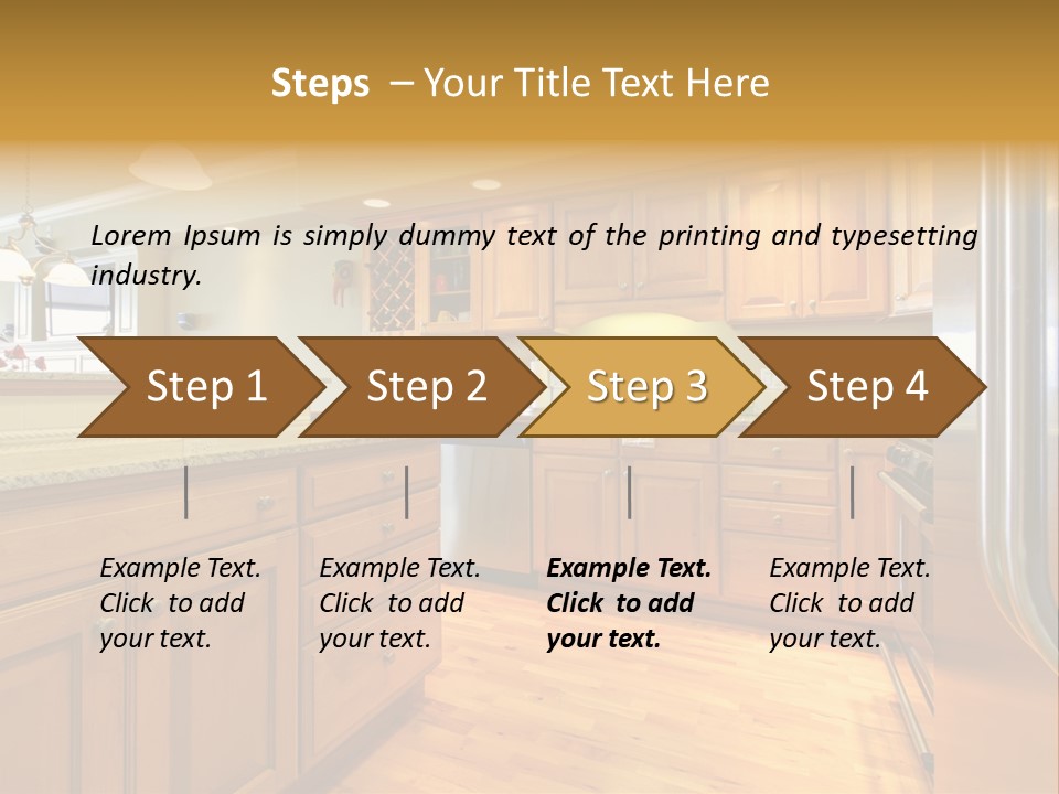 A Kitchen With Wooden Cabinets And A Stainless Steel Dishwasher PowerPoint Template
