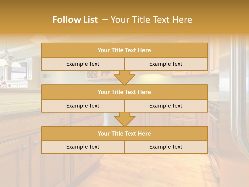 A Kitchen With Wooden Cabinets And A Stainless Steel Dishwasher PowerPoint Template