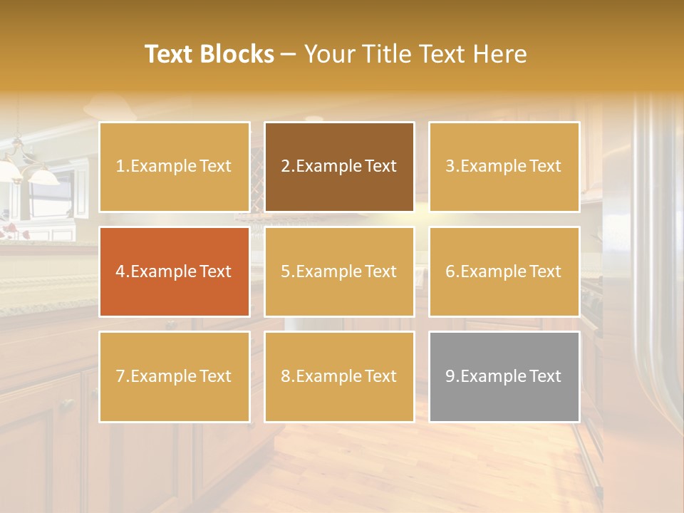 A Kitchen With Wooden Cabinets And A Stainless Steel Dishwasher PowerPoint Template