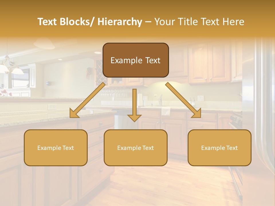 A Kitchen With Wooden Cabinets And A Stainless Steel Dishwasher PowerPoint Template