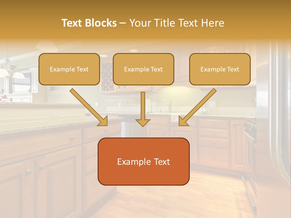 A Kitchen With Wooden Cabinets And A Stainless Steel Dishwasher PowerPoint Template