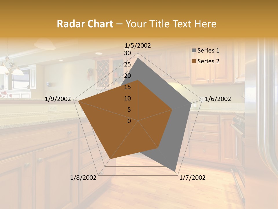 A Kitchen With Wooden Cabinets And A Stainless Steel Dishwasher PowerPoint Template
