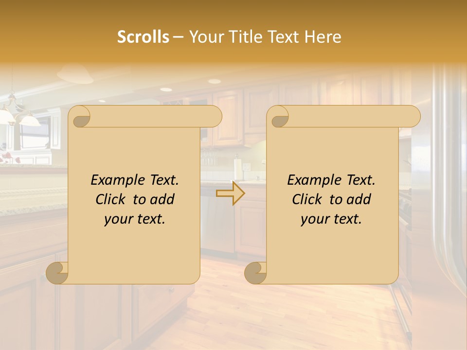 A Kitchen With Wooden Cabinets And A Stainless Steel Dishwasher PowerPoint Template