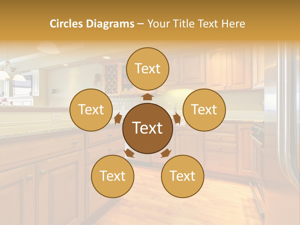 A Kitchen With Wooden Cabinets And A Stainless Steel Dishwasher PowerPoint Template