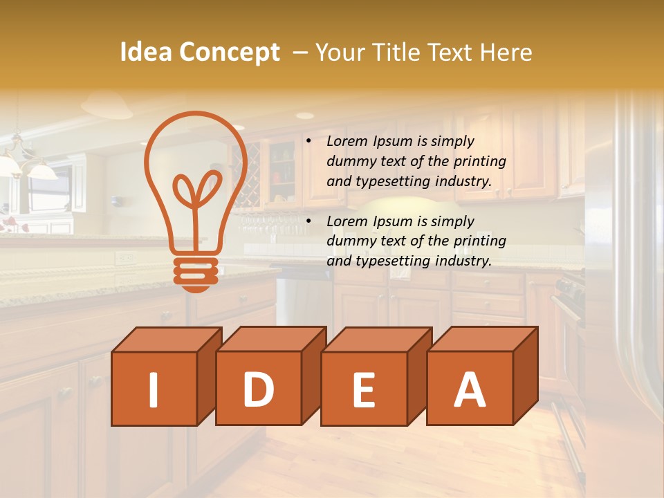 A Kitchen With Wooden Cabinets And A Stainless Steel Dishwasher PowerPoint Template