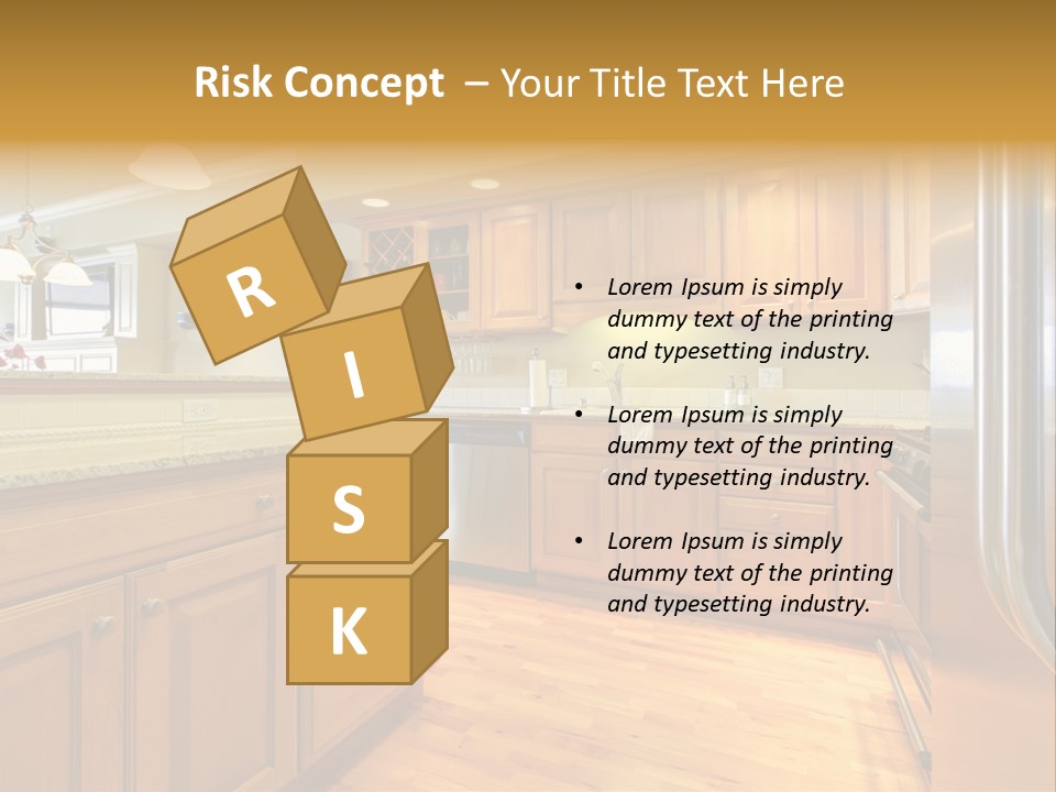 A Kitchen With Wooden Cabinets And A Stainless Steel Dishwasher PowerPoint Template