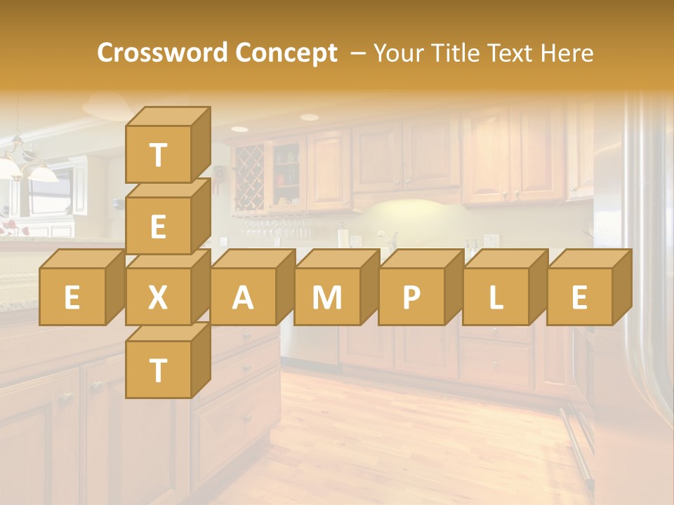 A Kitchen With Wooden Cabinets And A Stainless Steel Dishwasher PowerPoint Template