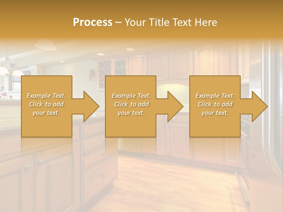 A Kitchen With Wooden Cabinets And A Stainless Steel Dishwasher PowerPoint Template