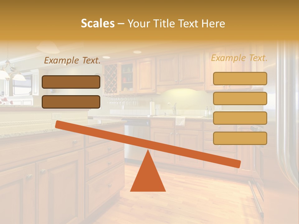 A Kitchen With Wooden Cabinets And A Stainless Steel Dishwasher PowerPoint Template