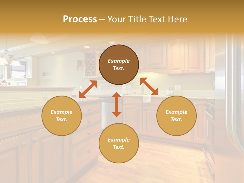 A Kitchen With Wooden Cabinets And A Stainless Steel Dishwasher PowerPoint Template