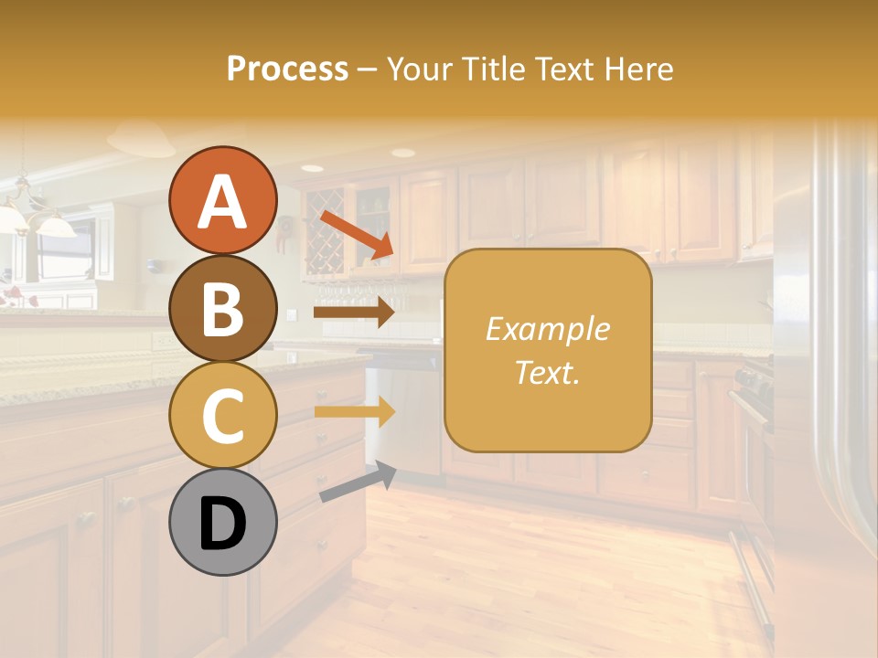 A Kitchen With Wooden Cabinets And A Stainless Steel Dishwasher PowerPoint Template