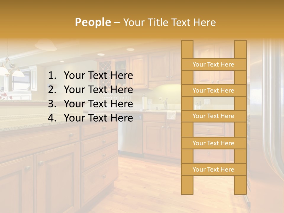 A Kitchen With Wooden Cabinets And A Stainless Steel Dishwasher PowerPoint Template