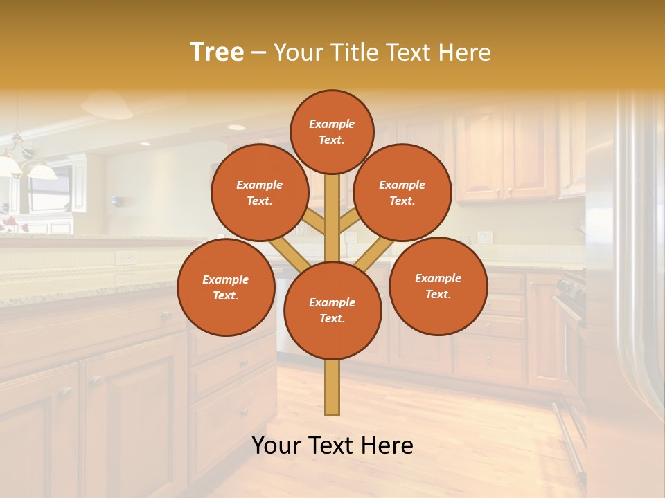 A Kitchen With Wooden Cabinets And A Stainless Steel Dishwasher PowerPoint Template