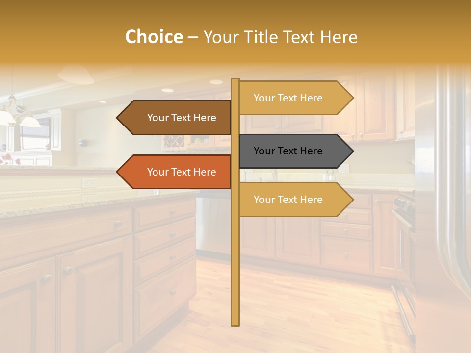 A Kitchen With Wooden Cabinets And A Stainless Steel Dishwasher PowerPoint Template