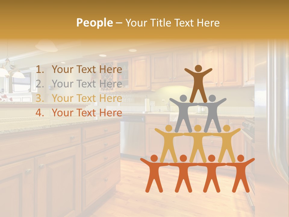 A Kitchen With Wooden Cabinets And A Stainless Steel Dishwasher PowerPoint Template