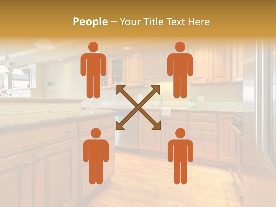 A Kitchen With Wooden Cabinets And A Stainless Steel Dishwasher PowerPoint Template