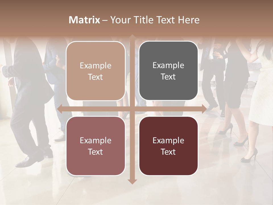 A Group Of People Standing Around Each Other In A Room PowerPoint Template