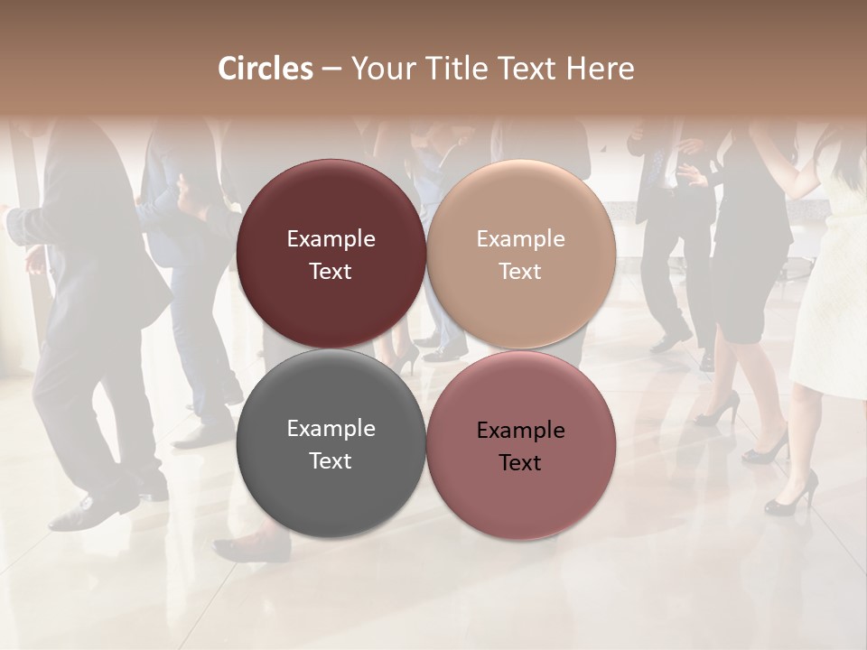 A Group Of People Standing Around Each Other In A Room PowerPoint Template