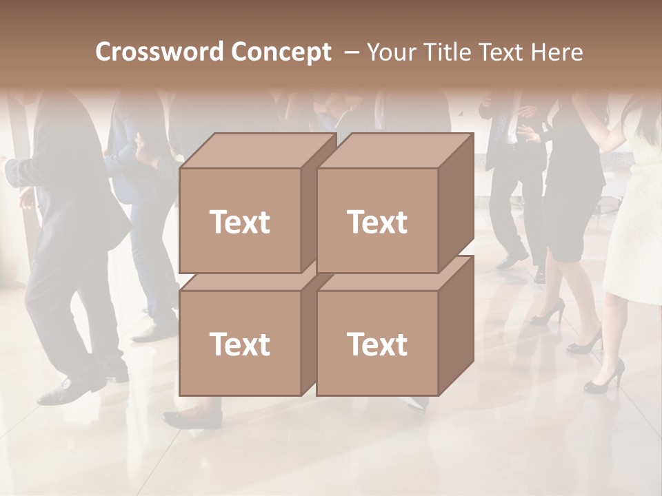 A Group Of People Standing Around Each Other In A Room PowerPoint Template