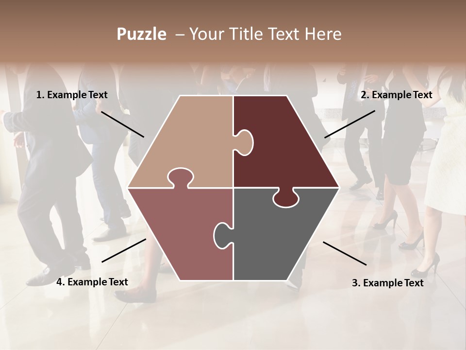 A Group Of People Standing Around Each Other In A Room PowerPoint Template