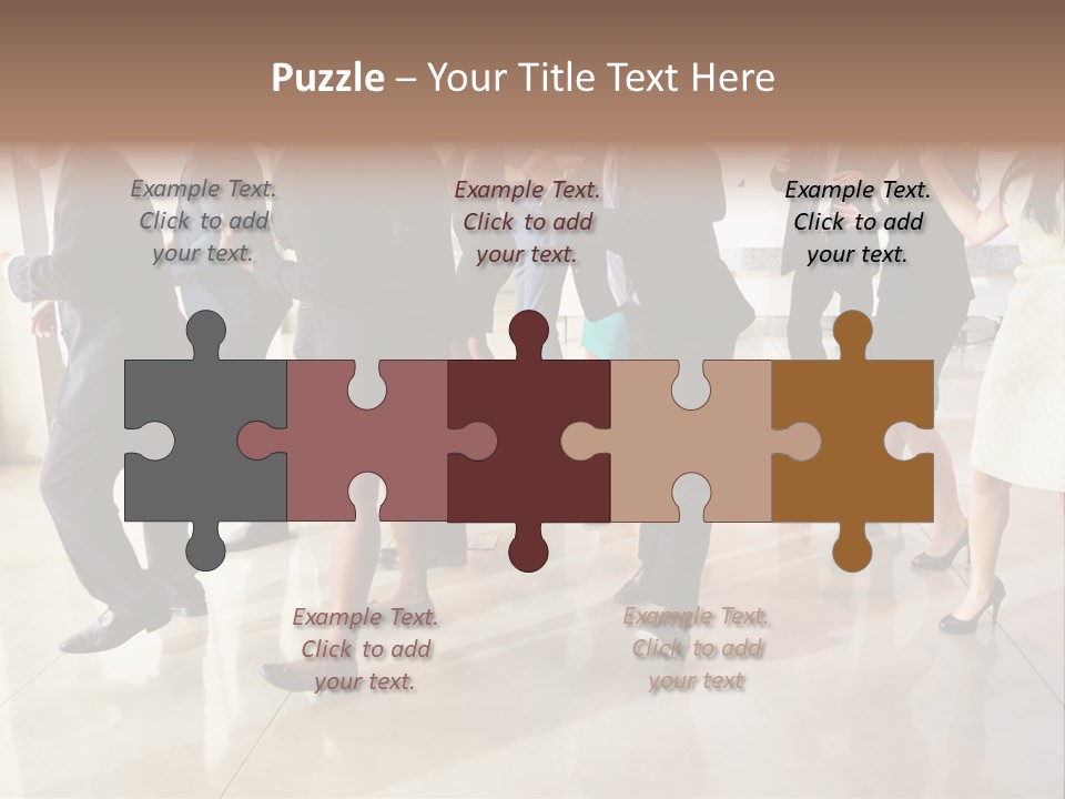 A Group Of People Standing Around Each Other In A Room PowerPoint Template