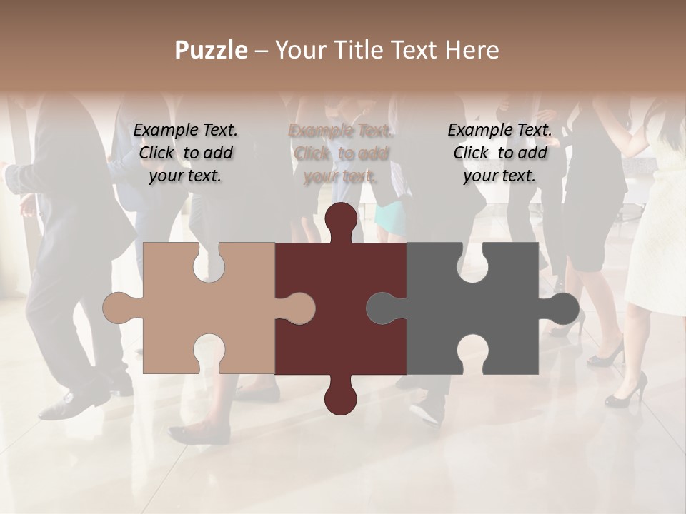 A Group Of People Standing Around Each Other In A Room PowerPoint Template