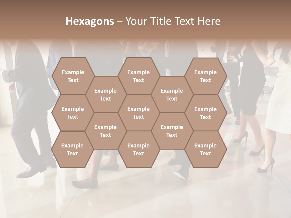 A Group Of People Standing Around Each Other In A Room PowerPoint Template