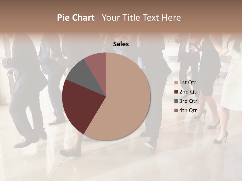 A Group Of People Standing Around Each Other In A Room PowerPoint Template