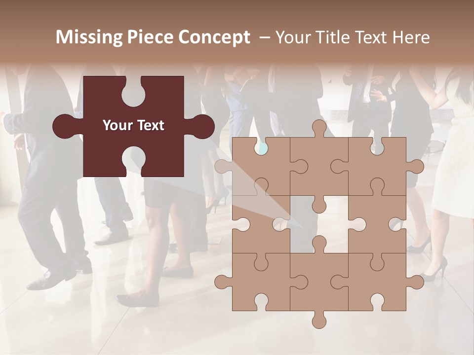 A Group Of People Standing Around Each Other In A Room PowerPoint Template