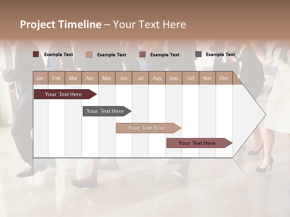 A Group Of People Standing Around Each Other In A Room PowerPoint Template