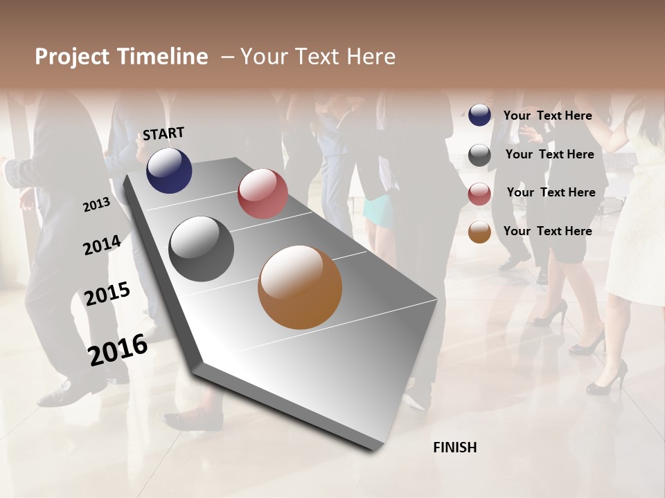 A Group Of People Standing Around Each Other In A Room PowerPoint Template