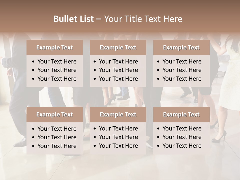 A Group Of People Standing Around Each Other In A Room PowerPoint Template