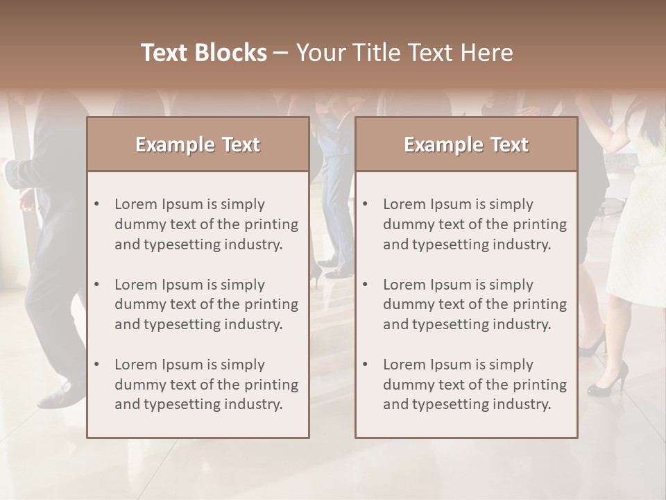 A Group Of People Standing Around Each Other In A Room PowerPoint Template