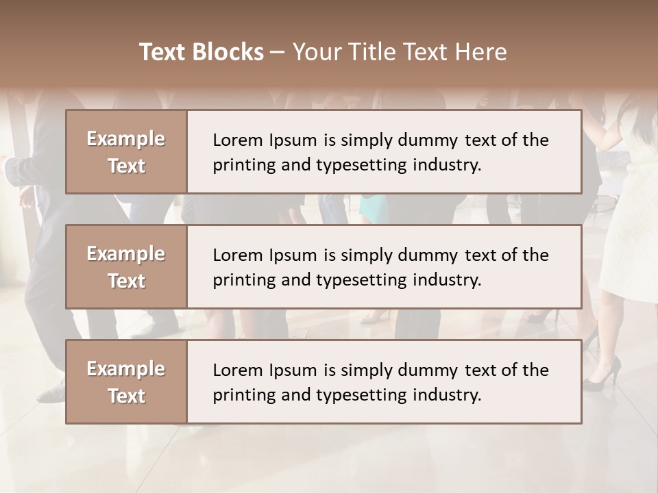 A Group Of People Standing Around Each Other In A Room PowerPoint Template