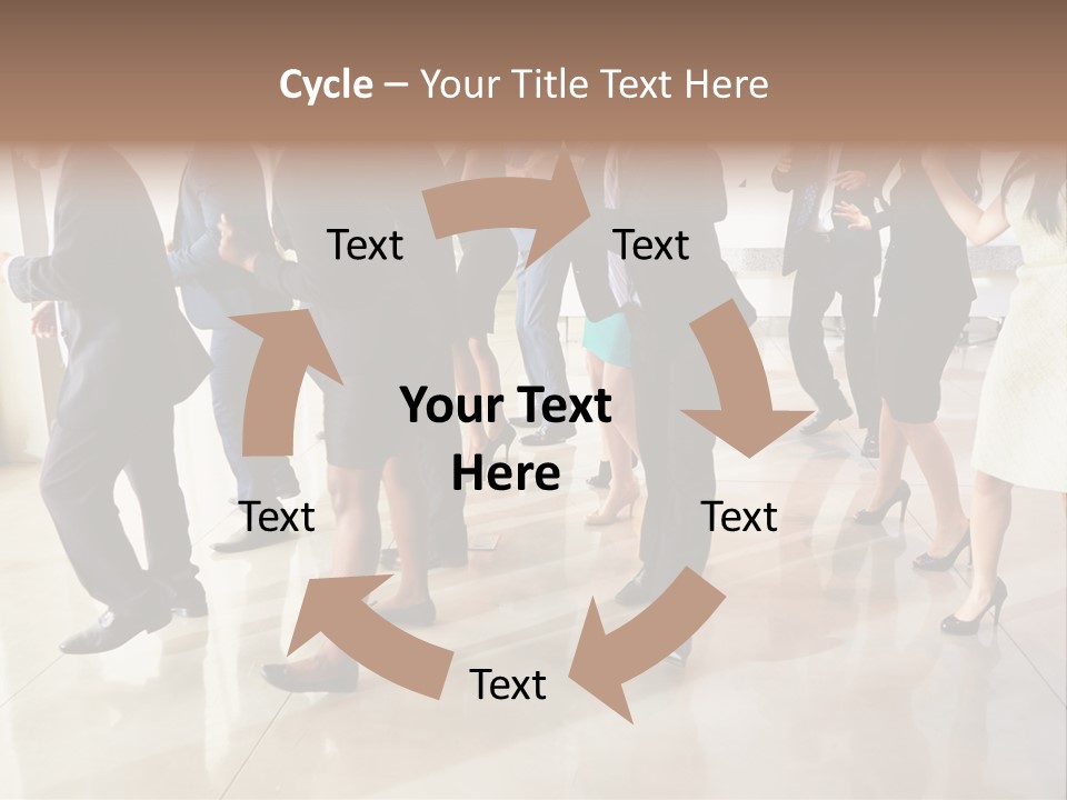 A Group Of People Standing Around Each Other In A Room PowerPoint Template