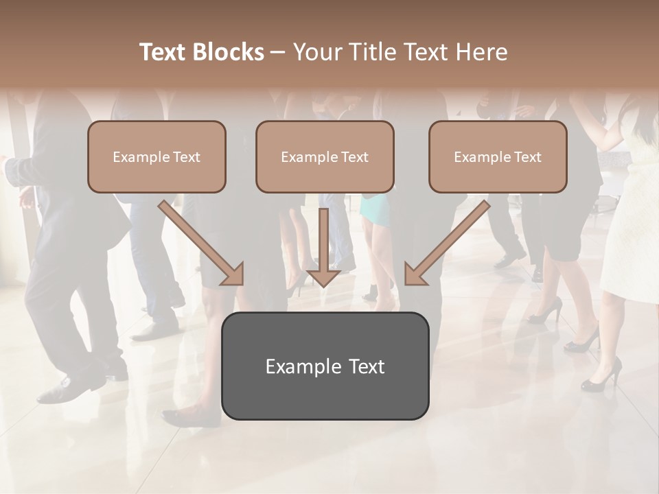 A Group Of People Standing Around Each Other In A Room PowerPoint Template