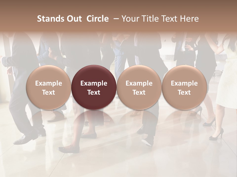 A Group Of People Standing Around Each Other In A Room PowerPoint Template