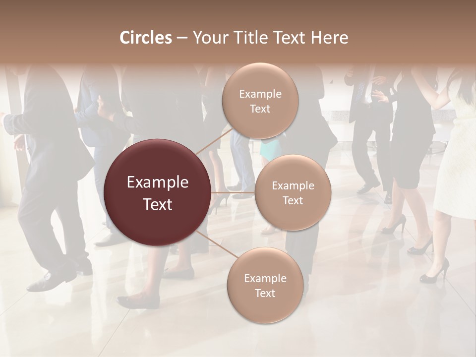 A Group Of People Standing Around Each Other In A Room PowerPoint Template