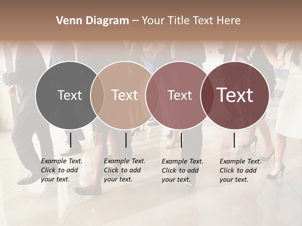 A Group Of People Standing Around Each Other In A Room PowerPoint Template