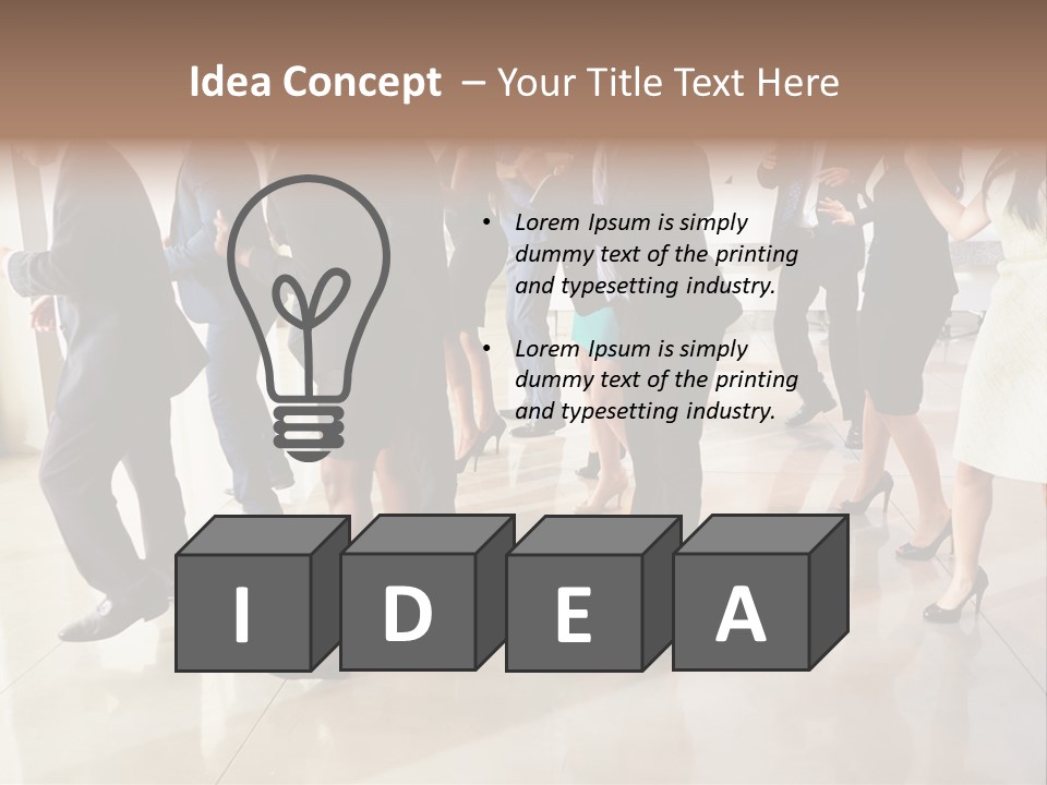 A Group Of People Standing Around Each Other In A Room PowerPoint Template