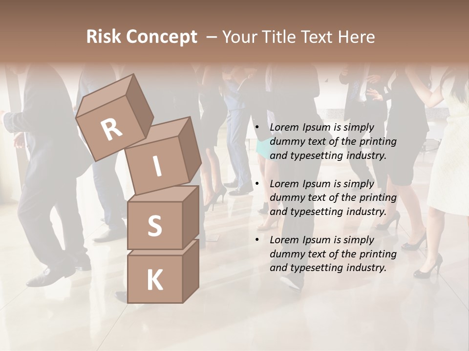 A Group Of People Standing Around Each Other In A Room PowerPoint Template