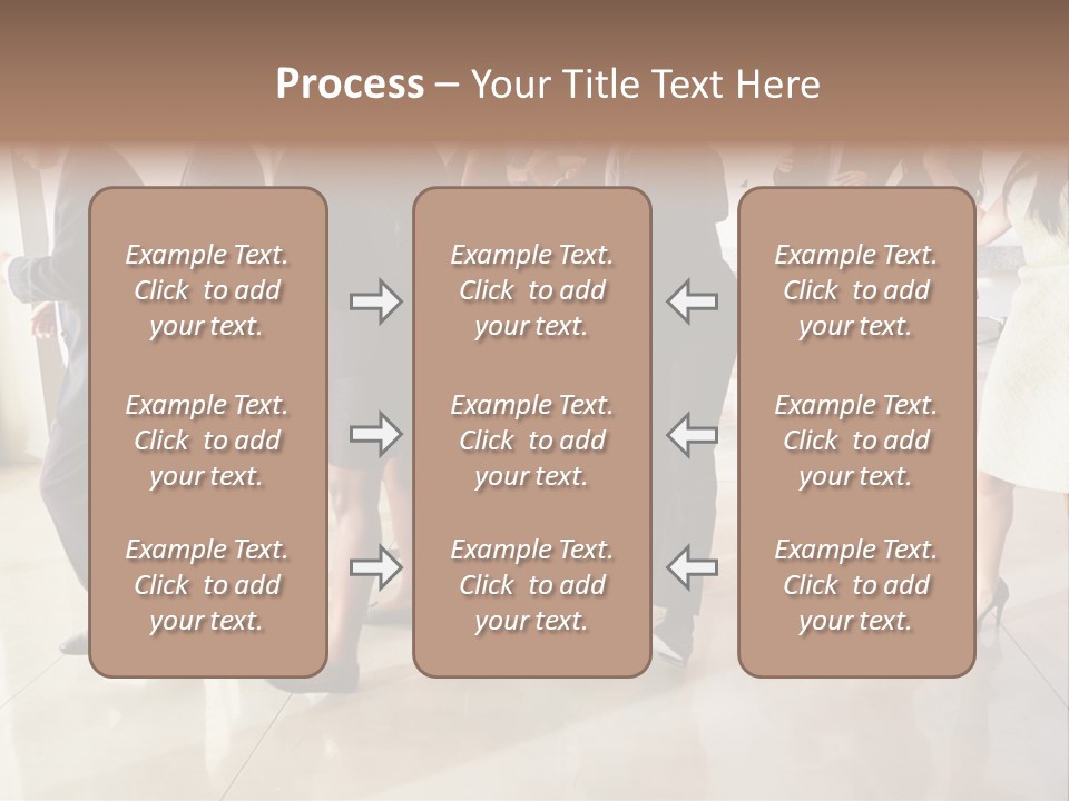A Group Of People Standing Around Each Other In A Room PowerPoint Template