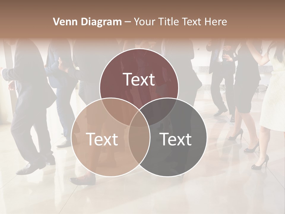 A Group Of People Standing Around Each Other In A Room PowerPoint Template