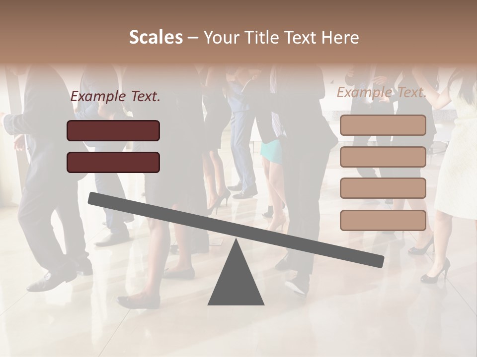 A Group Of People Standing Around Each Other In A Room PowerPoint Template