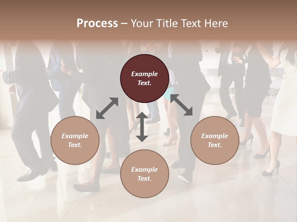 A Group Of People Standing Around Each Other In A Room PowerPoint Template