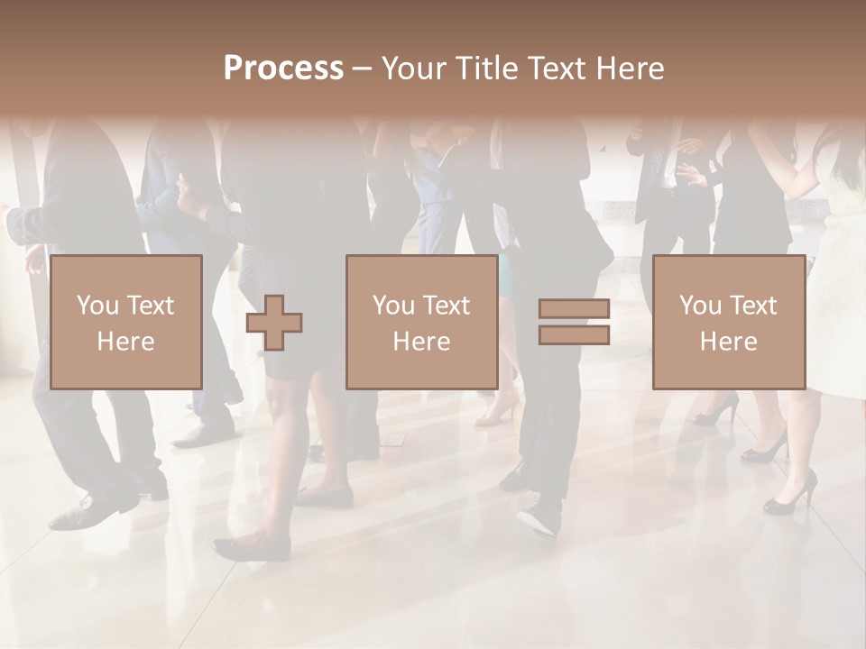 A Group Of People Standing Around Each Other In A Room PowerPoint Template